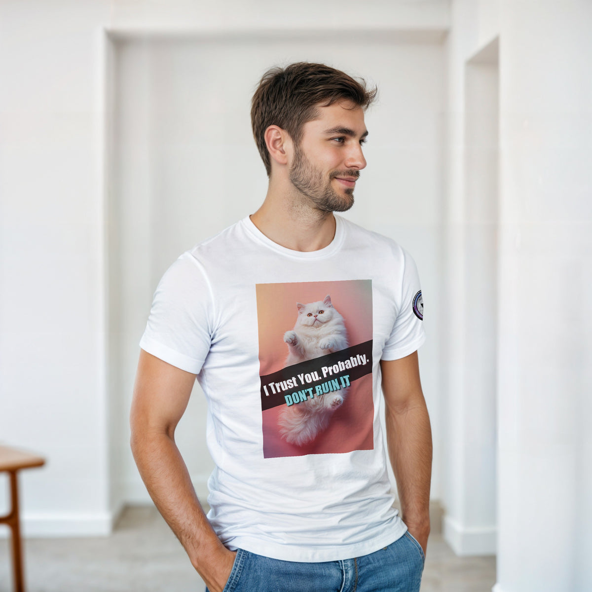 funny persian cat shirt, cat lover shirt, cute cat T-shirt, fluffy persian cat graphic tee, cat mom gift, cat dad gift, funny pet shirt, blue-eyed cat, humorous cat apparel, feline lover gift, kawaii cat shirt, animal lover T-shirt