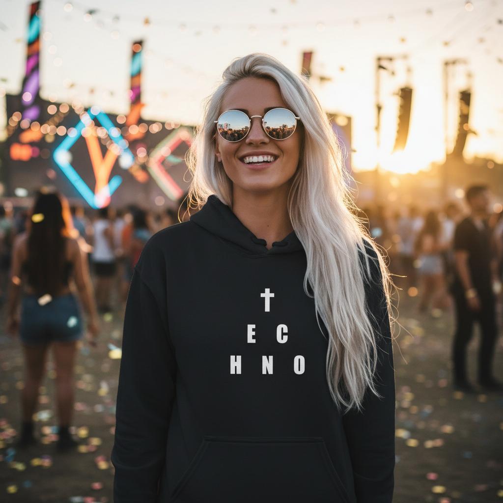 V - Heavenly Techno Angels Hoodie | Cloud DJ Girls | Rave & EDM Lover Gift
