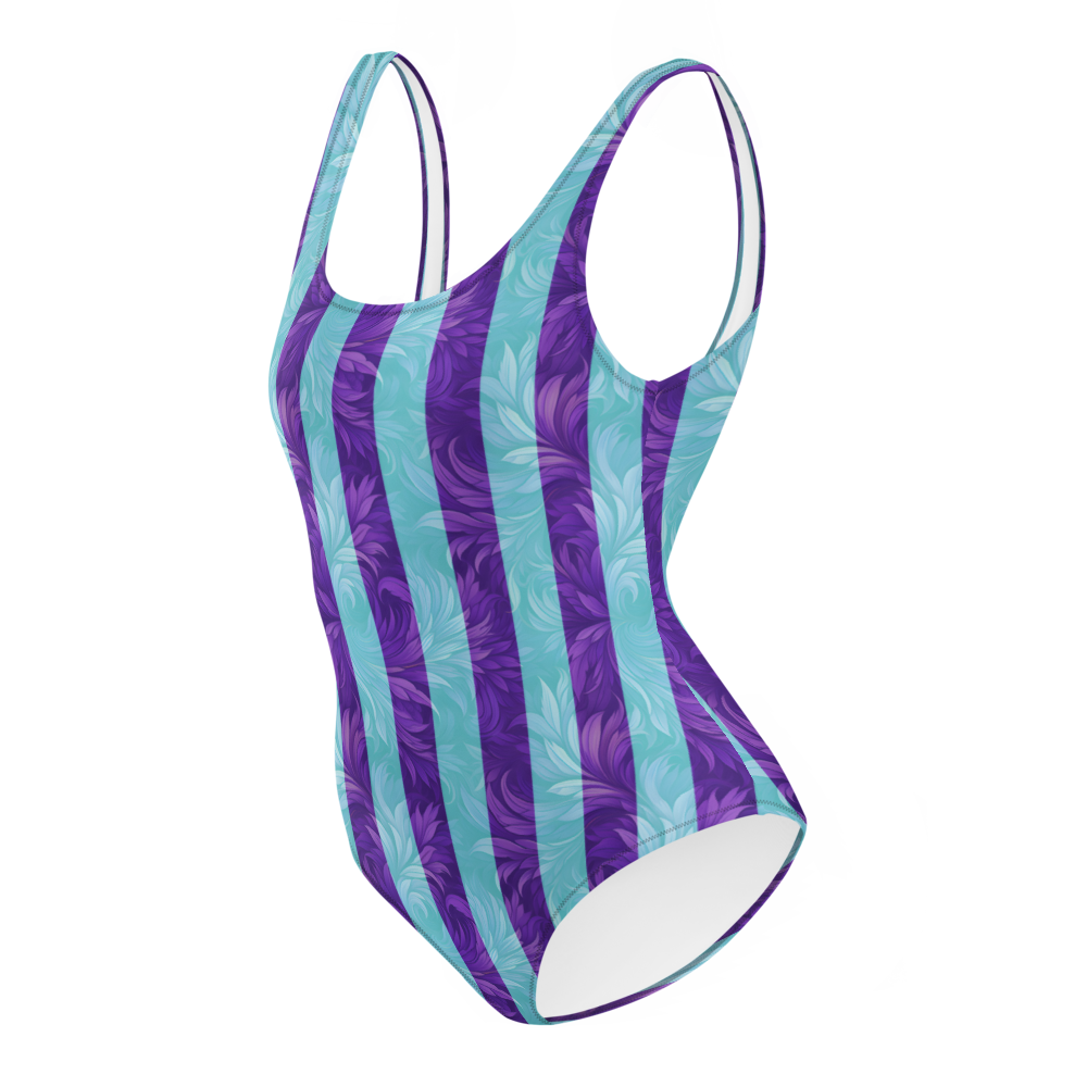 purple-blue-striped-one-piece-swimsuit