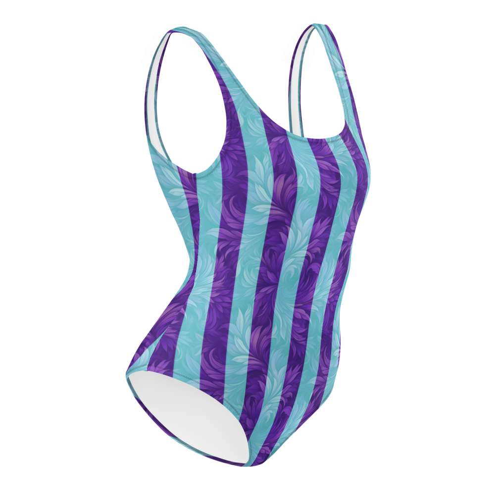 purple-blue-striped-one-piece-swimsuit