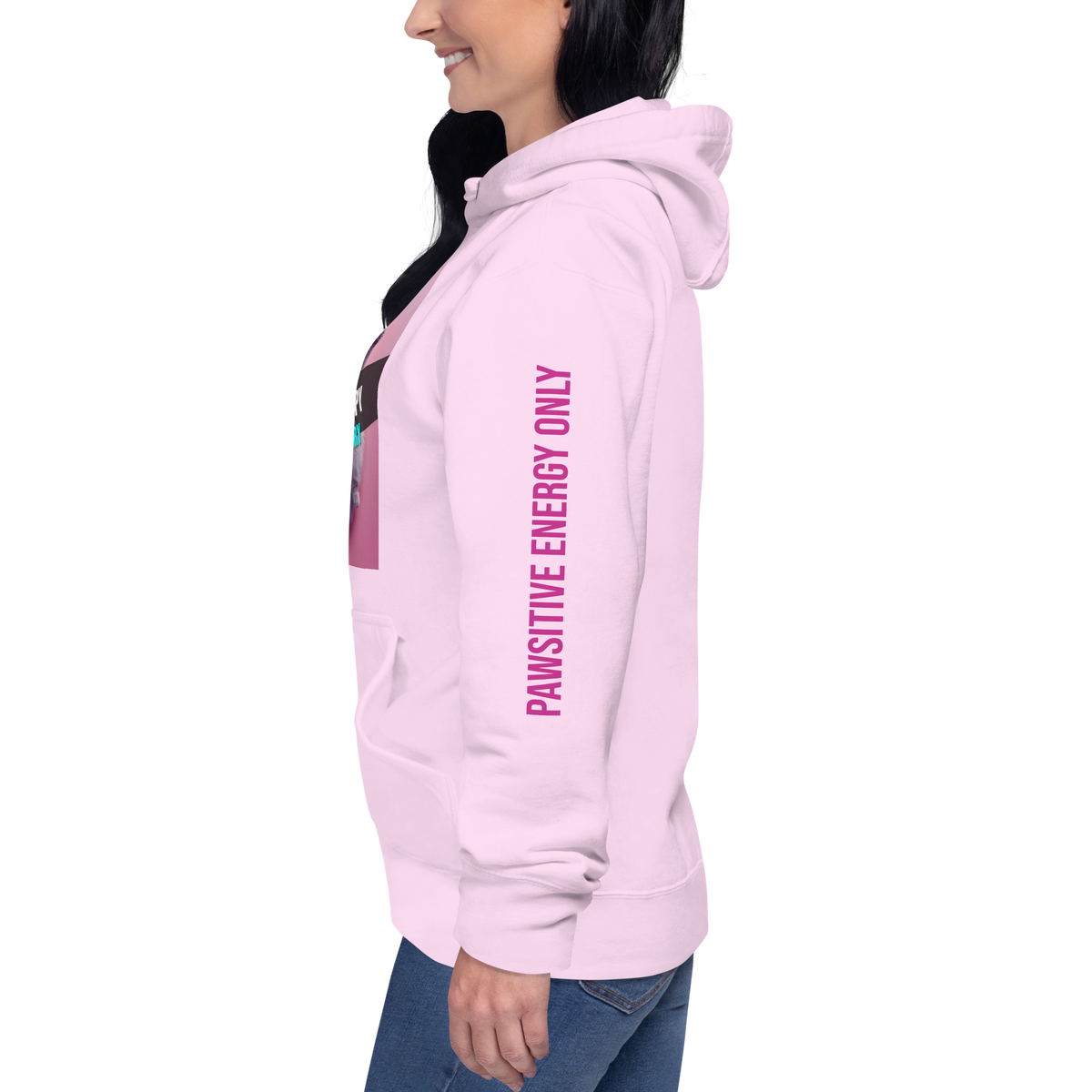 Chillax Cats Edition unisex hoodie featuring a funny Persian cat graphic with the slogan "Too Happy to Worry"