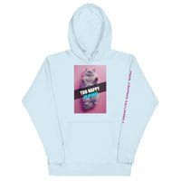Chillax Cats Edition unisex hoodie featuring a funny Persian cat graphic with the slogan "Too Happy to Worry"